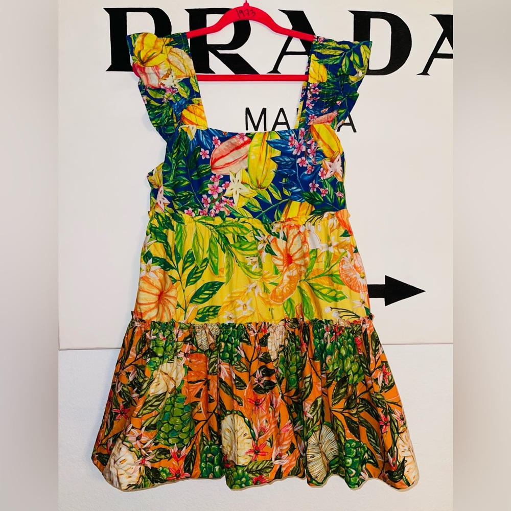FARM Tropical Floral Tiered Sundress - Yel